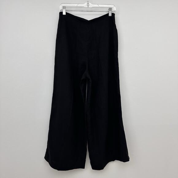 Vtg Ralph Lauren Purple Label Womens 8 Black Ankle Wide Leg Linen Pants